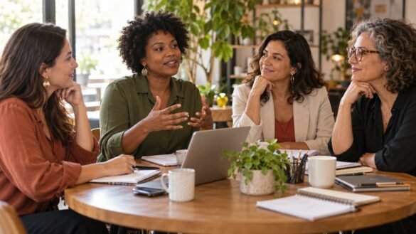 Empreendedoras reunidas para trocar experiências e ideias de negócios